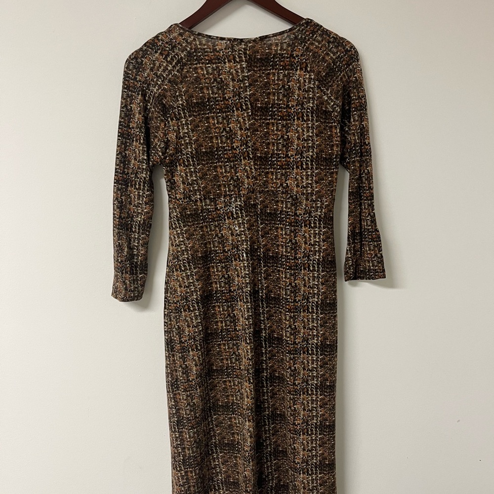 Max Mara Brown Textured Square Neck Sheath Dress with Slip - Size M - Picture 3 of 8